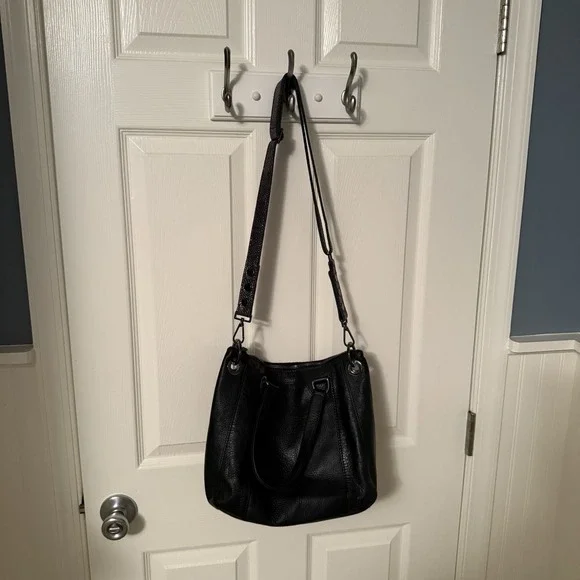 Hammitt Los Angeles Daniel Large Black Leather Crossbody Bag Purse Metallic - Picture 15 of 16